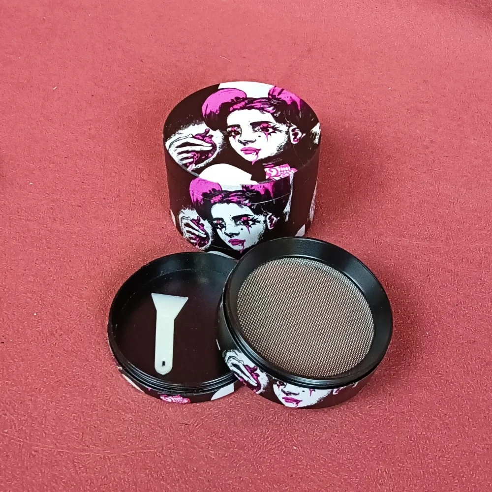 2in فتاة عشب طاحونة التبغ طاحونة العشب الخام الملح الفلفل دليل 4-layer مطحنة معدنية التوابل مدقة هاون الدخان السجائر أداة #5