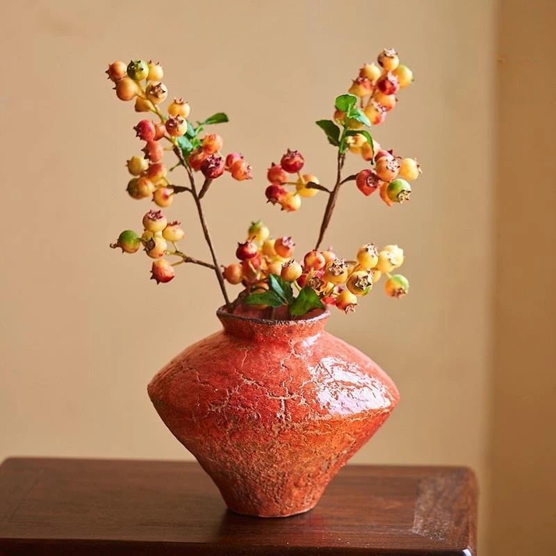 

Ceramic Vase Handmade Chinese Vintage Wabi Sabi Style Flower Pot Dried Flower Arrangement Zen Decor Home Hotel Rustic Decoration