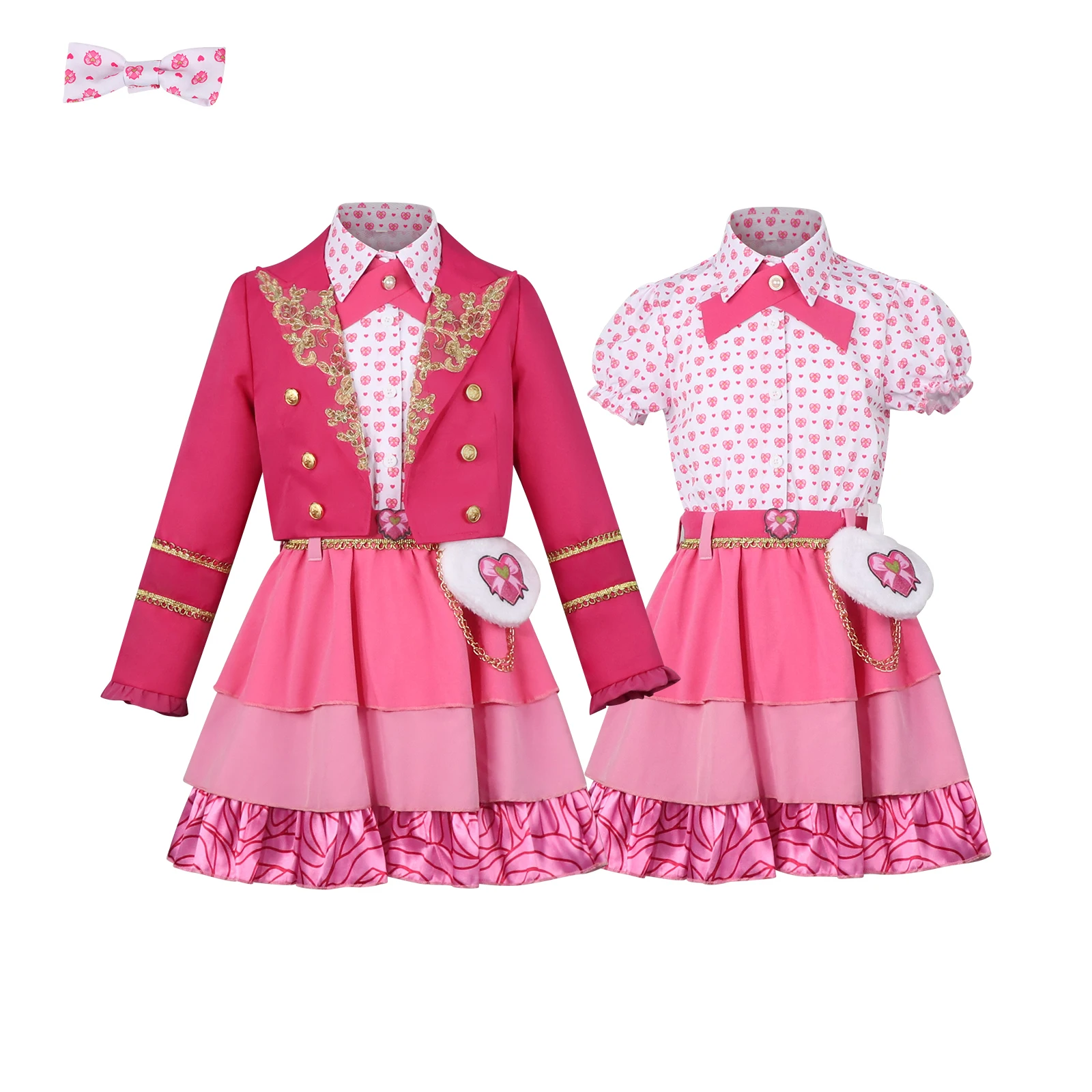 Pink Dress Princess Set Elegant Jacket Costume with Mini BagHalloween Birthday Party Stage Performance Outfit