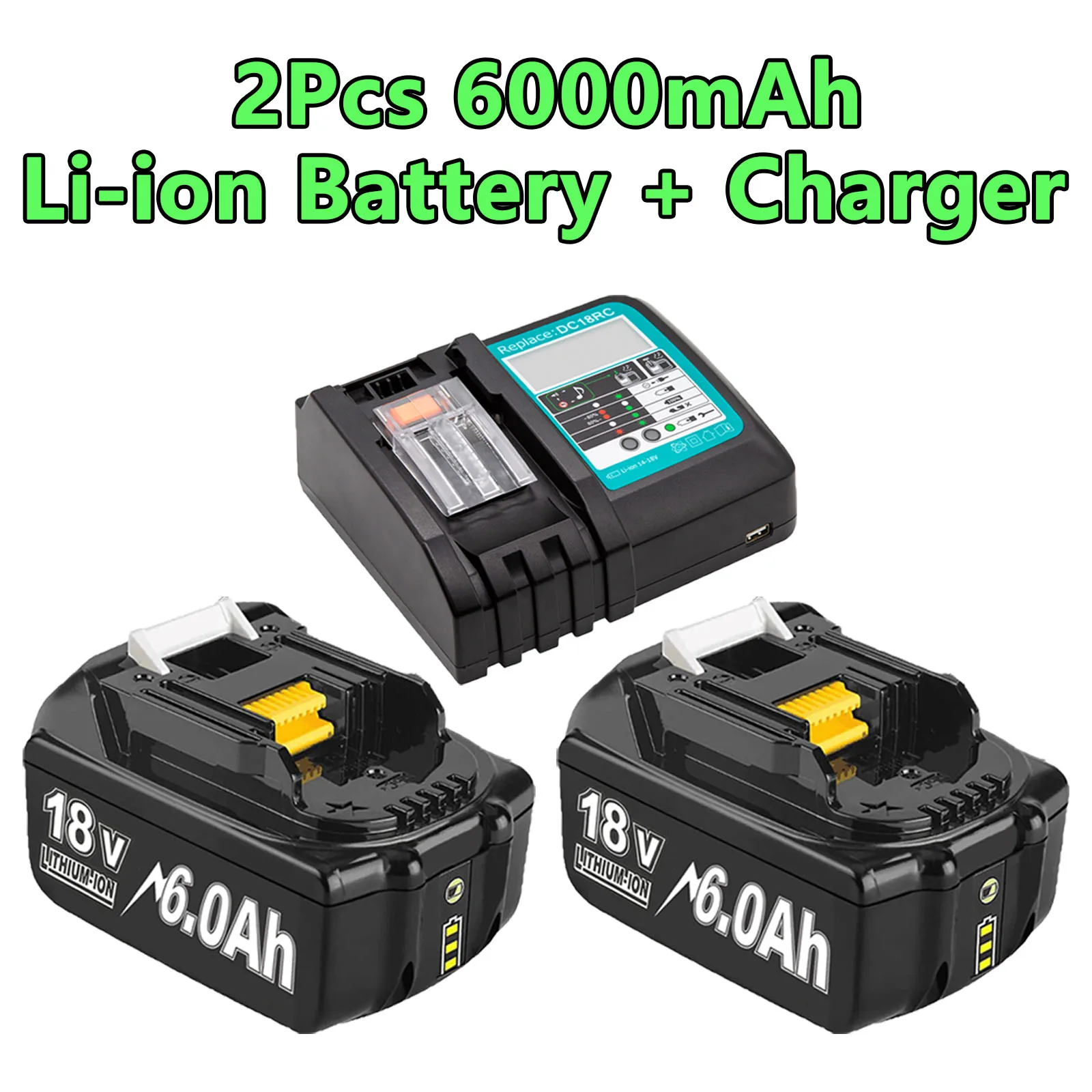 Für Makita BL1830 Ersatz Batterie 6000 mAh Batterie 18 V BL1830 BL1815 BL1860 BL1840 Werkzeug Akku Mit 6A Ladegerät