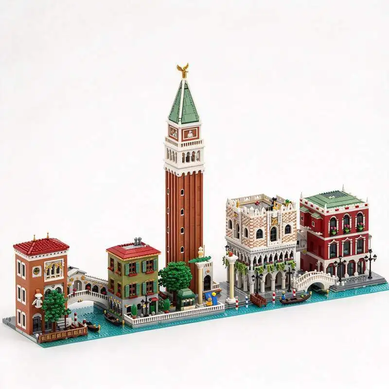 25985PCS MOC Venice Canal City Skyline Architecture Model Custom Building Blocks DIY Creative Assembly Toy Collection Gift