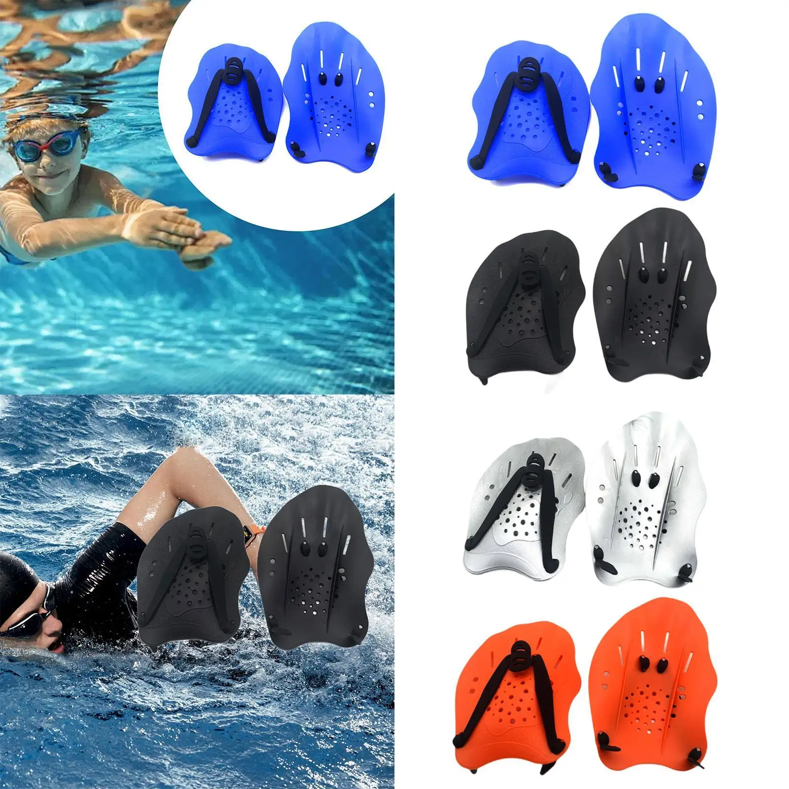 Swimming Hand Paddles Strength Training Gloves Silicone Belt Swim Accessory for Swimmers Men Women Kids