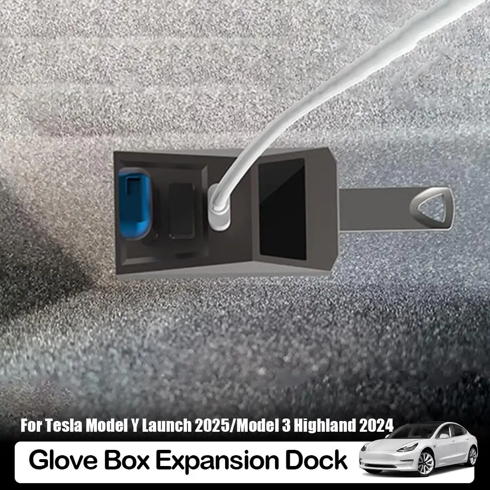 Glovebox USB Hub For Tesla New Model Y Launch Juniper 2025 Model 3 Highland 2024 Type-C Port Digital Display Splitter Docking