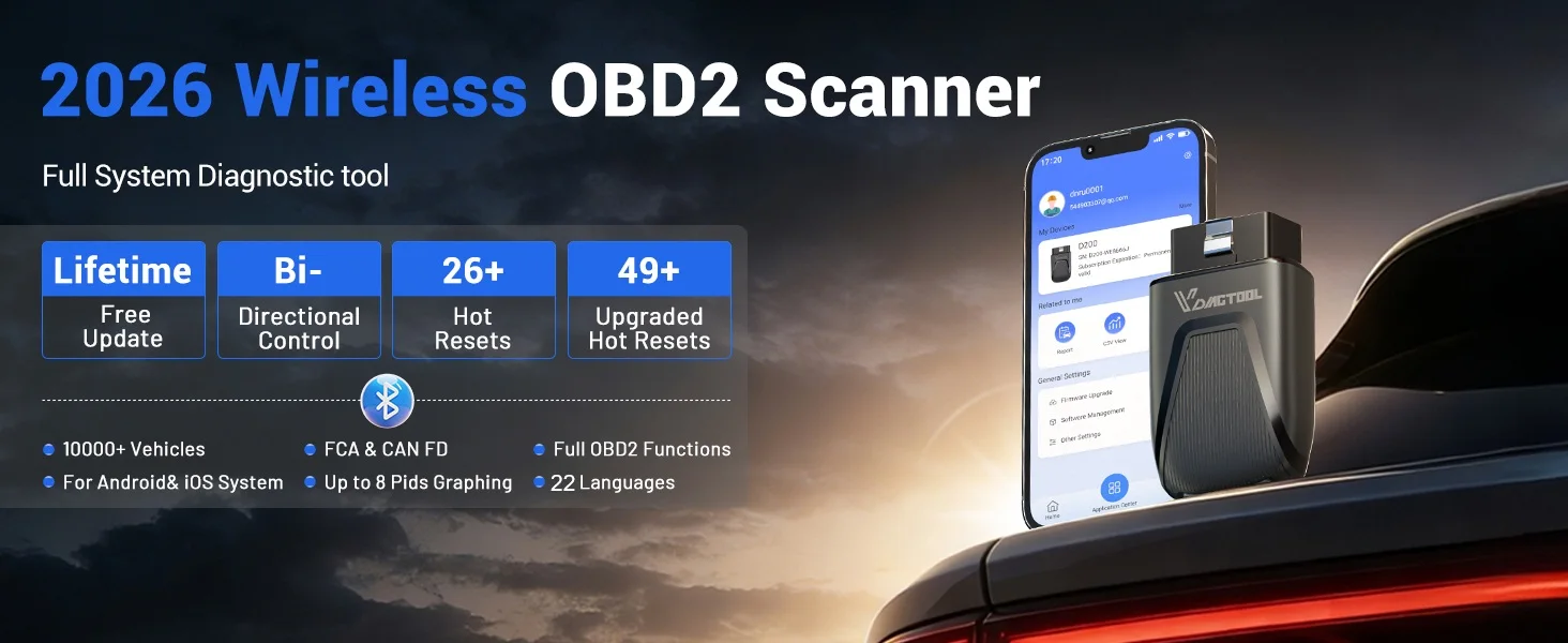 2026 VDIAGTOOL D200 Auto-Diagnosegerät Vollsystem-Diagnose 26+ Resets Bidirektionaler Test OBD2-Scanner Lebenslange Kostenlose Updates – Detail 3