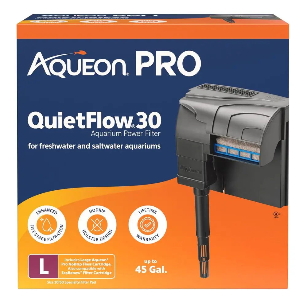 

Фильтр для аквариума QuietFlow 30 LED PRO с LED-подсветкой для аквариумов объемом до 45 галлонов