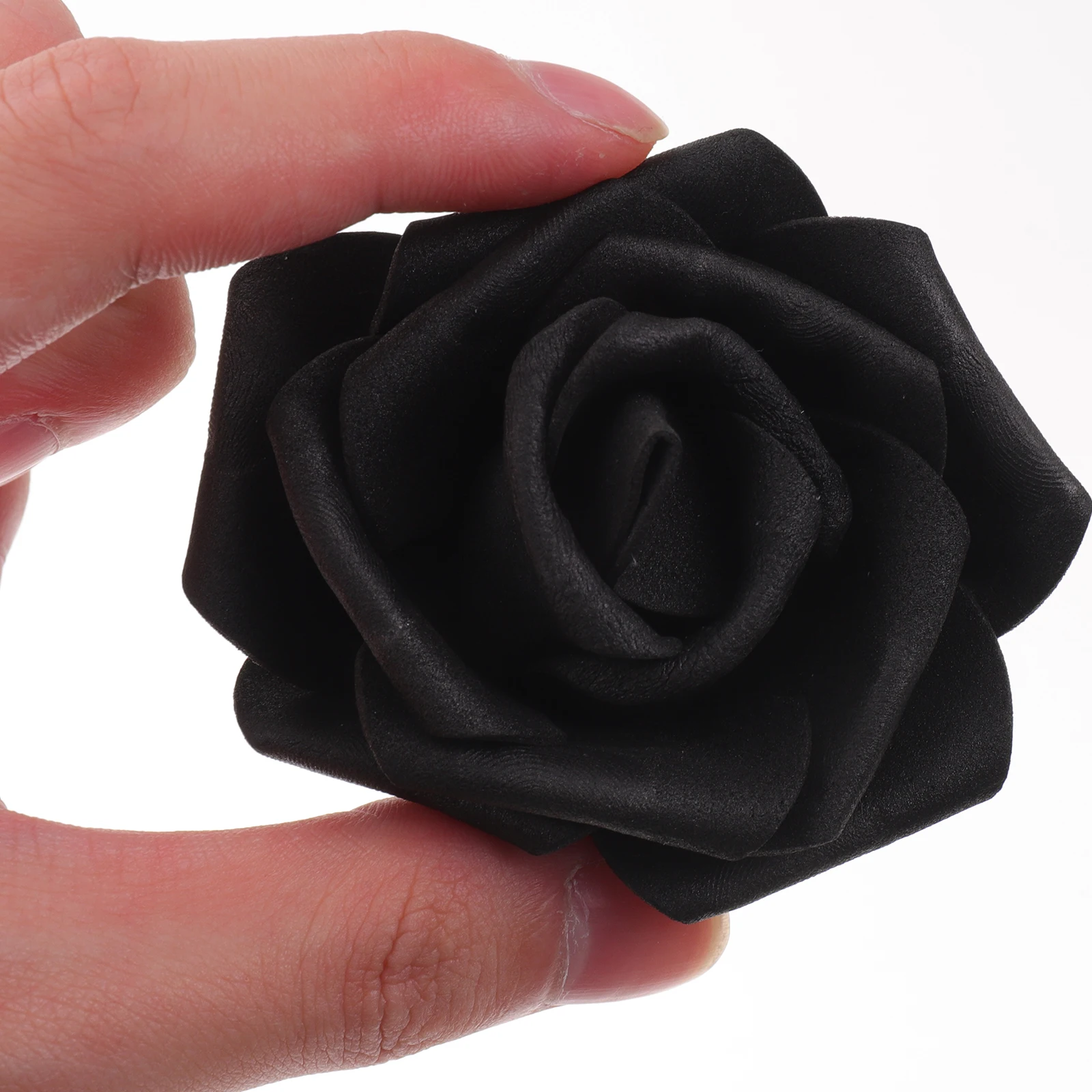 

100pcs Artificial Rose Heads Light Pink Black Faux Flowers for Crafts Decoration Wedding Birthday Simulated Florals