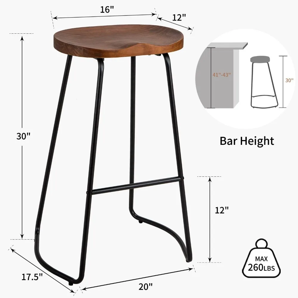 Bangku Bar Set 3, meja kayu Solid tinggi, bangku Bar 30 inci, kursi barbangku pedesaan tinggi Bar, bangku untuk dapur