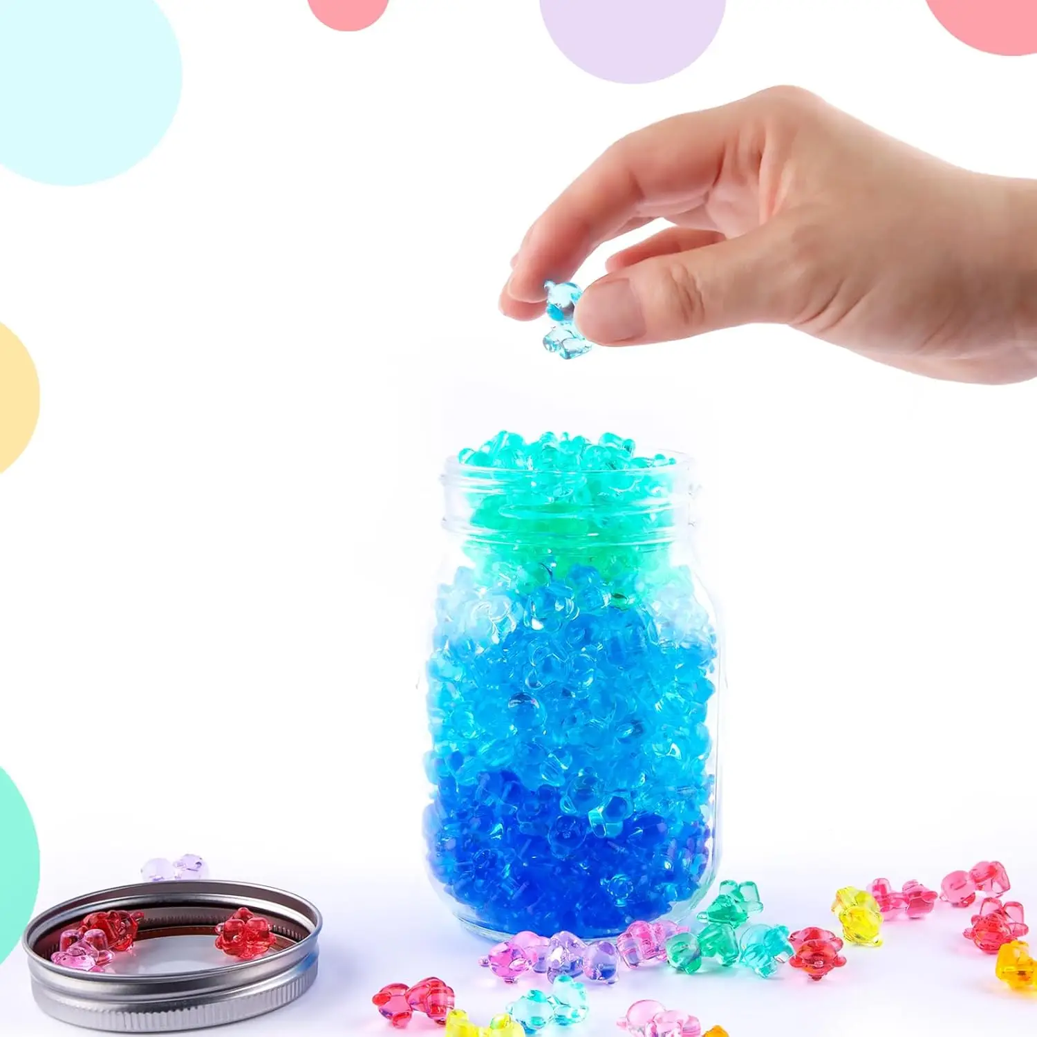 Zufällig gefärbte, durchscheinende Acryl-Mini-Bärenfiguren, Statuen für Vasenfüllungen, Partydekoration, Kunst-DIY-Bastelornamente – Detail 6