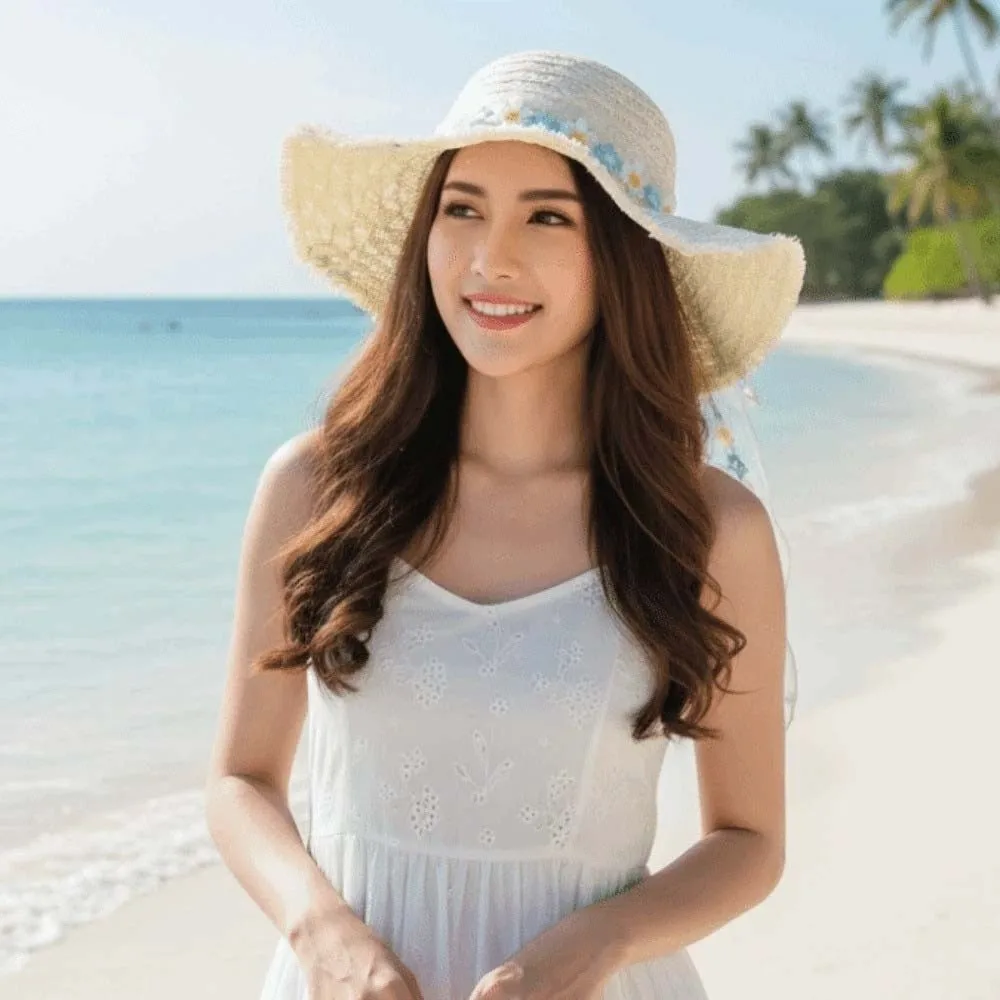 

Элегантная дышащая пляжная шляпа для отпуска, легкая, с широкими полями, соломенная шляпа-сомбреро с кружевной отделкой, солнцезащитная шляпа для карнавала