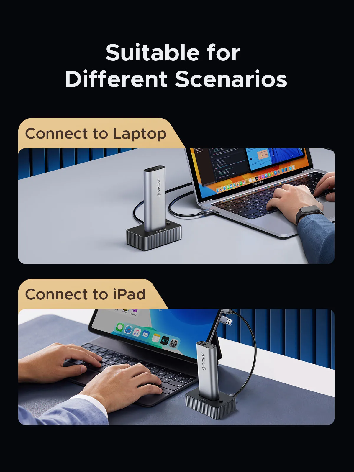 Imagem -05 - Nvme Sata Ssd Enclosure Docking Station Usb 3.2 Gen 10gbps Base de Docking Externa com Trava de Trava Ferramenta Livre Orico-m.2