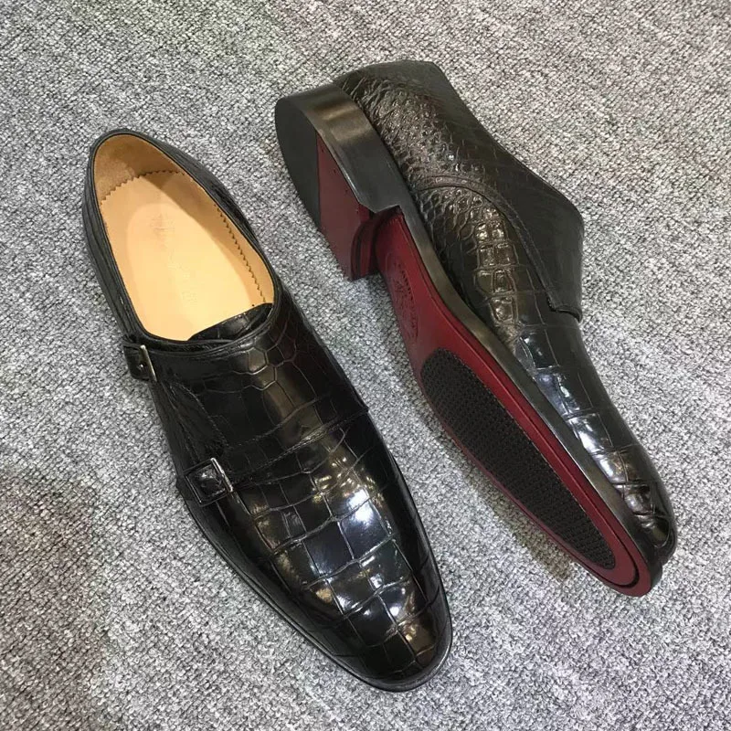 

Men Formal Fashion Business True Crocodile Belly Trendy Leather Sole Casual Dress Wedding Luxury Shoes Men Leather Shoes Loafers