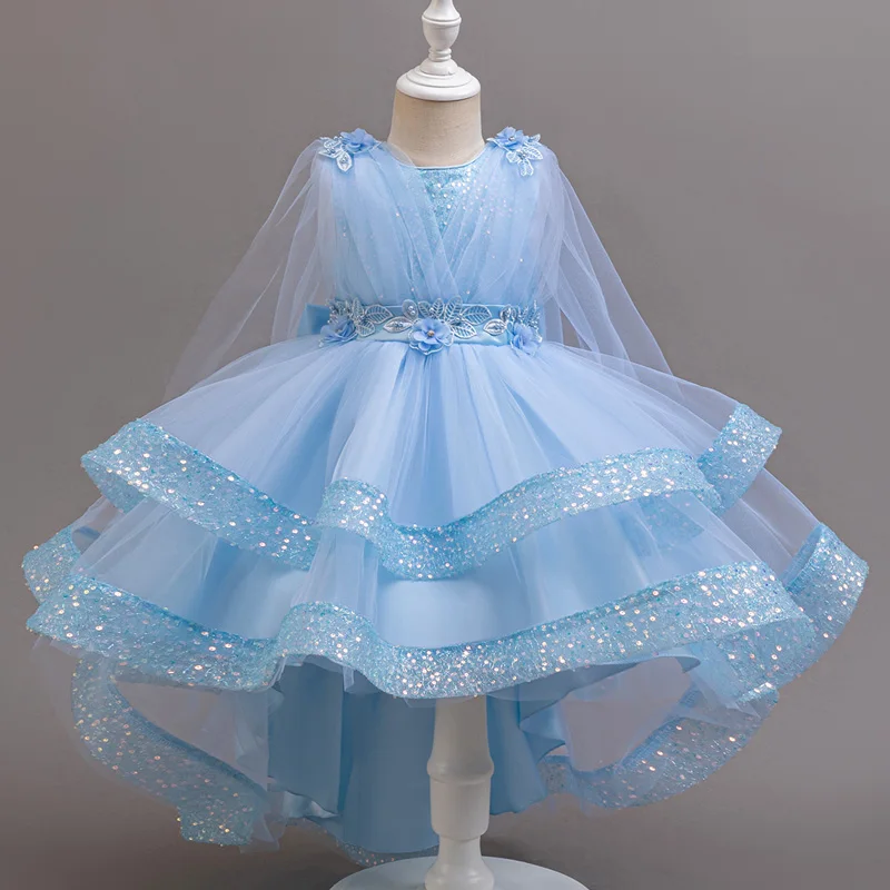 Tailing Dresses For Flower Girls Party Princess Purple Dress Kids Girl Dresses For Wedding Birthday Ceremony
