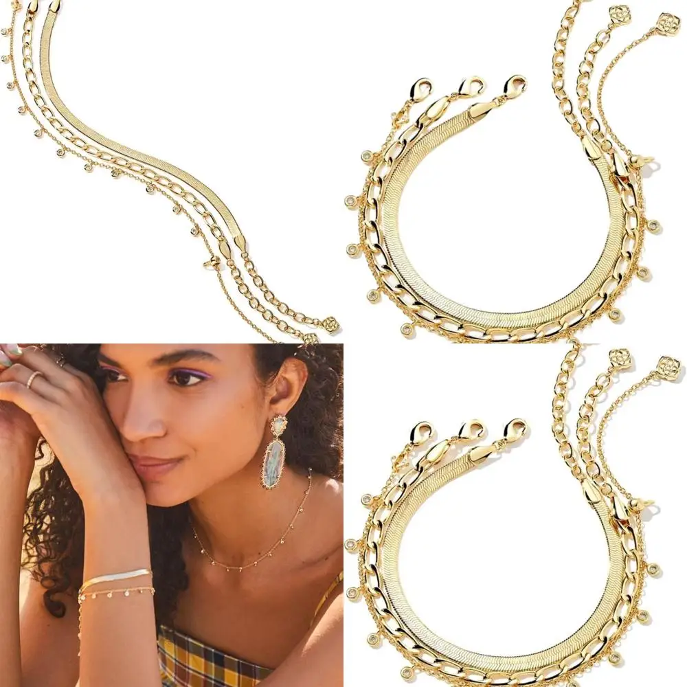 

Комплект трехслойных браслетов-цепочек, модные женские модные украшения