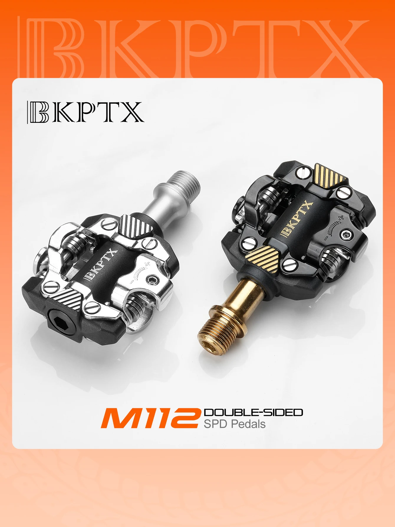 BKPTX M112 MTB 자동 잠금 SPD 페달, 산악 자전거 클리트 베어링 발받침 자전거 부품, 듀얼 플랫폼 발판 클립