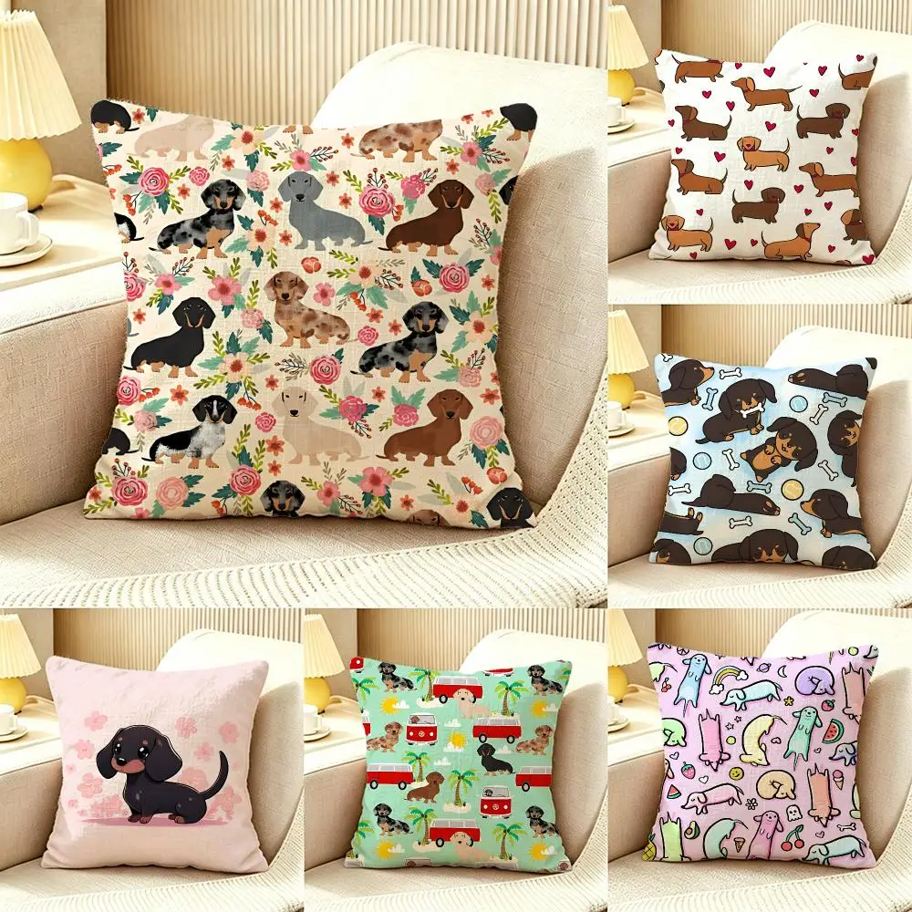 Animal Sausage dog Cushion Cover Pillow Cover Nordic Minimalist Throw DoubleSided Print Cushion Case for Sofa Bedroom Decor