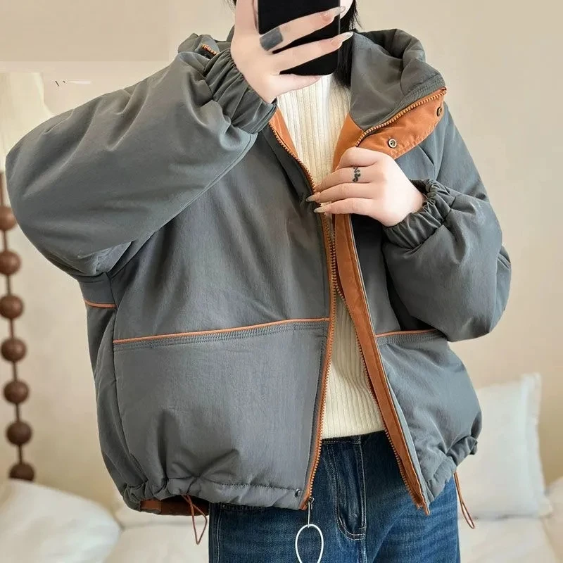 Hooded Hoodie Winter Clothes Women Thick Warm Cotton Padded Jackets Women Simple Chic Parkas Pocket Zip Coats