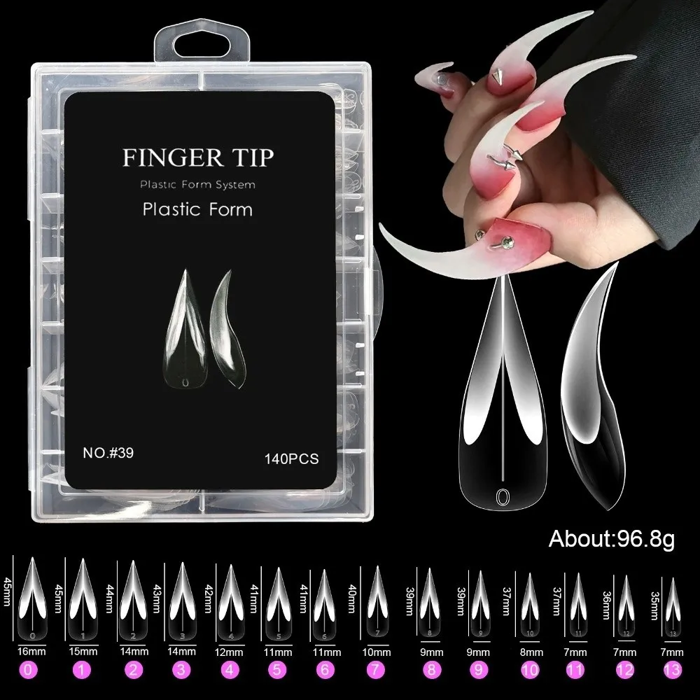 70/140/150Pcs 70/140/150Pcs Gel Dual Nail Forms Transparent 14 Size Nail Molds Reusable Poly Extension Top Nail Forms