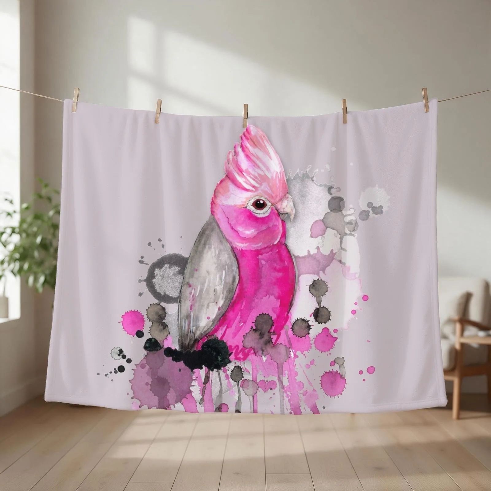 Galah cockatoo Throw Blanket Decorative Sofa halloween Travel Flannel Blankets