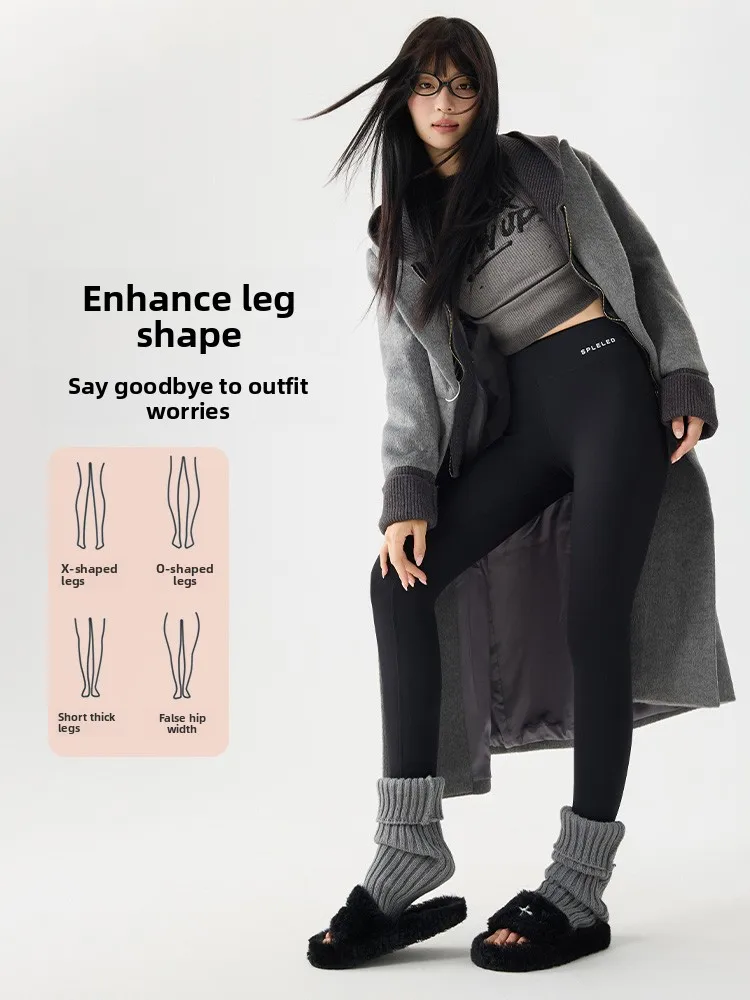 High Waist Fce Lined Yoga Pants Women's Autumn Winter Warm Elastic ark Bite Boting Pants Comfortable Tummy Control
