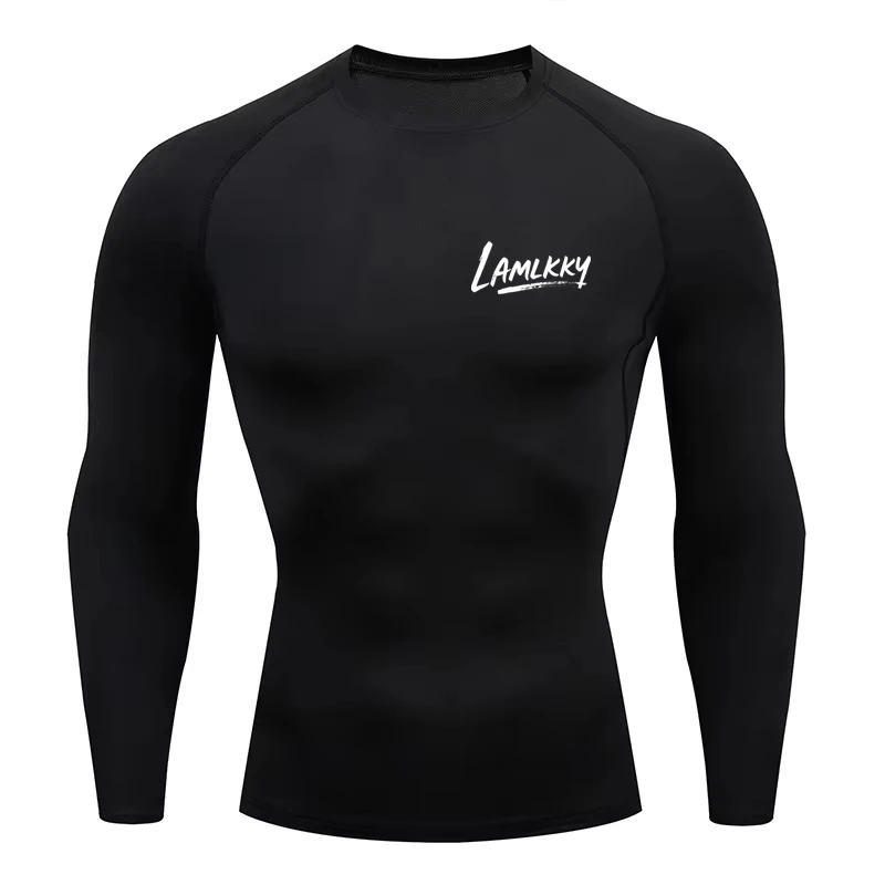 

2025 Men's LAMLKKY Compression Shirt Quick-drying Gym Fitness Top Men's top