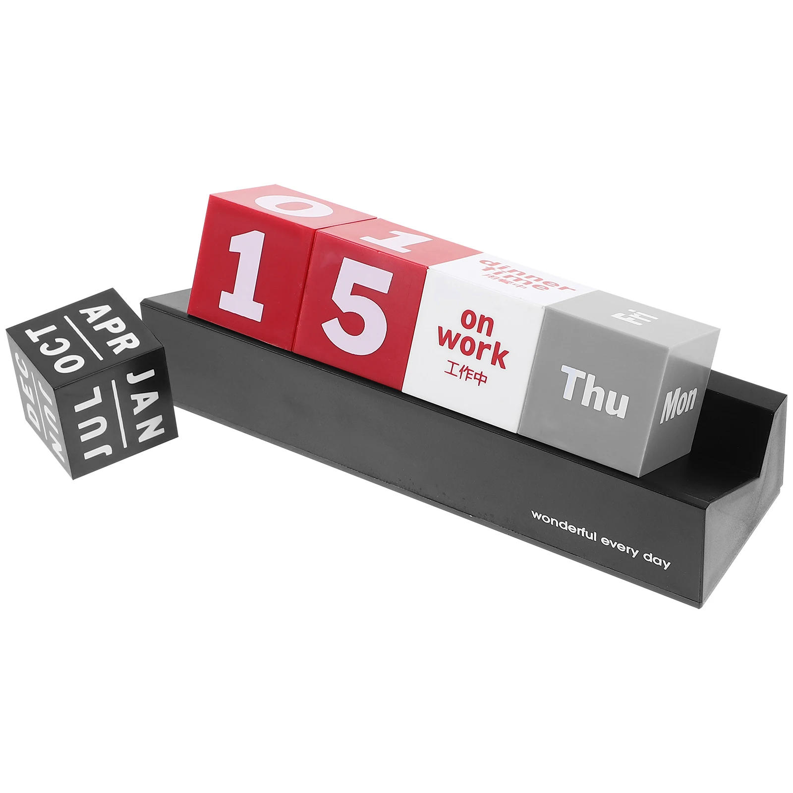 

Perpetual Desk Calendar Wooden Black 5 Pieces Small Office Decor Mini Desk Calendar Desktop Accessories