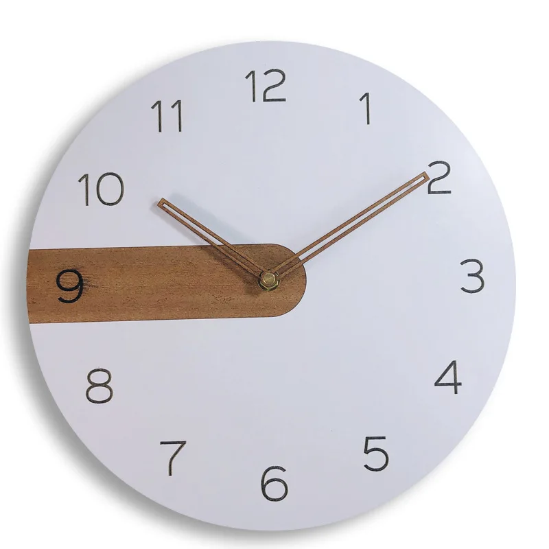 12inch creative wall clock universal mute living room bedroom wood grain clock table Japanese wall clock elegant decoration