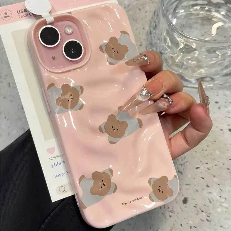 Phone Case For iPhone 11 12 13 14 15 16 17 Pro Max Plus Air INS Korea Cute Multiple Little Bears Shockproof Soft Silicone Cover