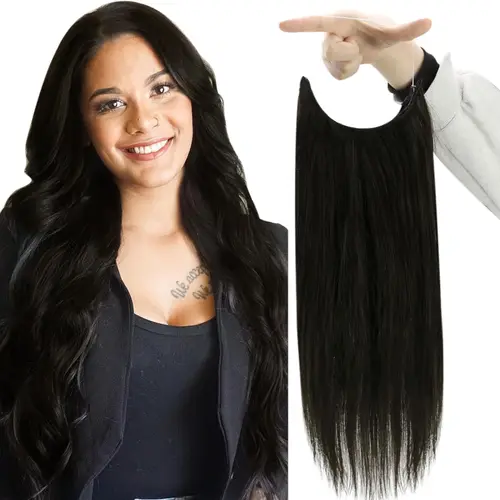 Línea de pescado 100 extensión de cabello humano pieza de cabello rubio Remy pelo liso alambre de pesca con 3 Clips extensión de cabello de alambre Invisible