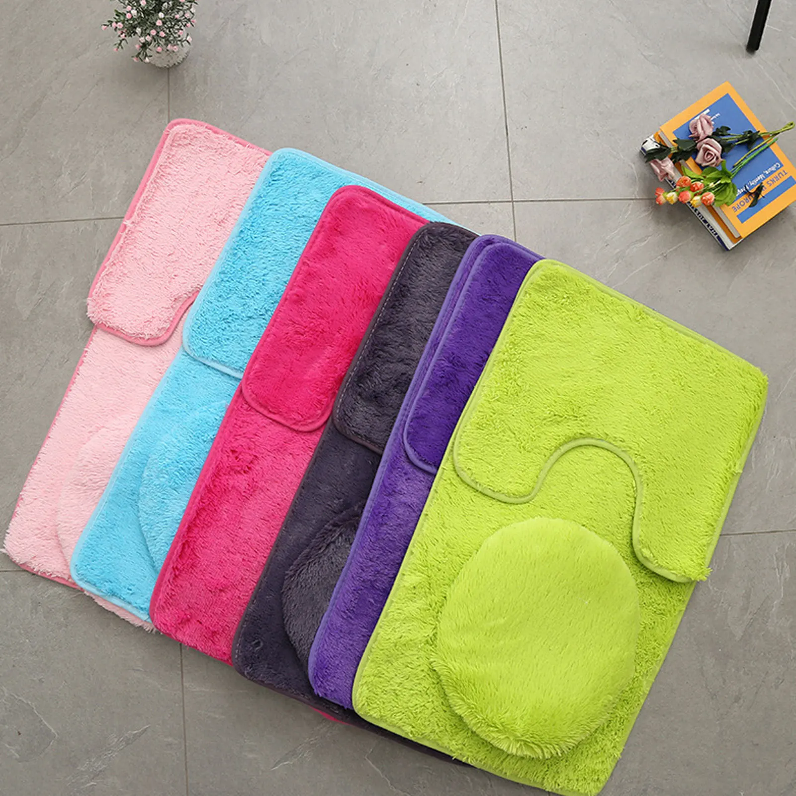 3pcs Non-Slip Soft Bath Rugs Keep Floors Clean and Dry Mat Complement Your Bathroom Decor