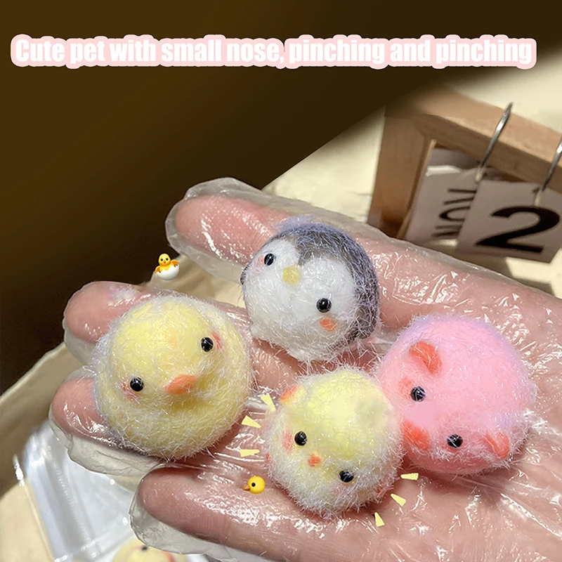 1PC 3CM Miniature Chick Pig Animal Relief Squeeze Toy Sticky Squishy Mini Penguin Duck Stress Relief Squishy New Fidget Toy