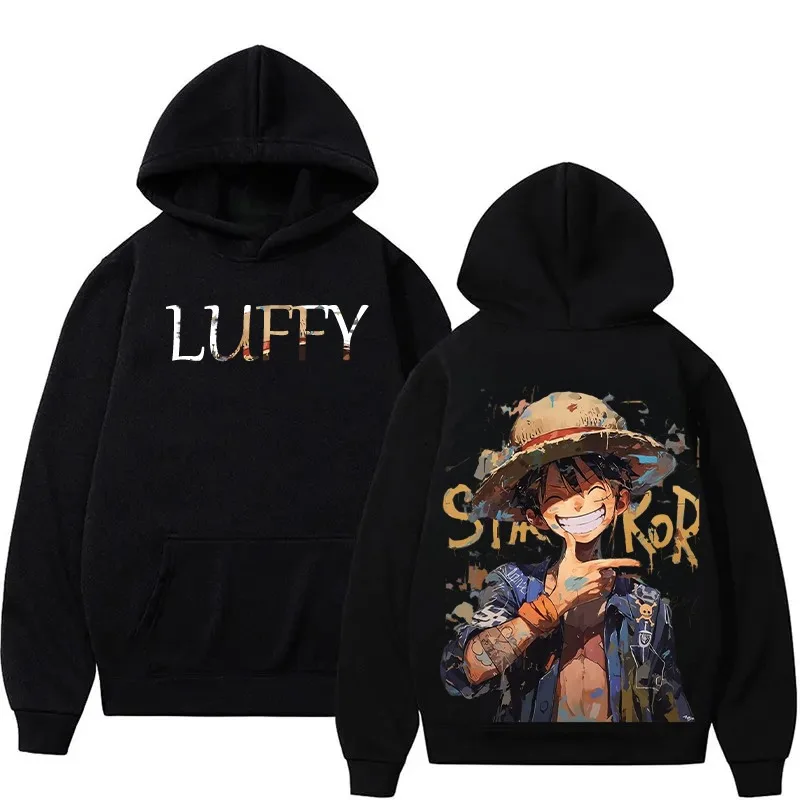 One Piece Rufy Cosplay Autunno/inverno Coppia Felpa con cappuccio Harajuku Y2k Street One Piece Appassionato Top a maniche lunghe