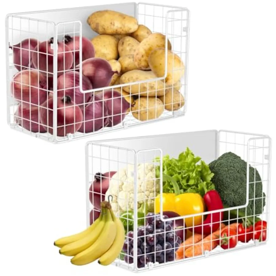 Magnetic Fridge Shelf Fruit Potato and Onion Storage Bins Pantry Organizers Large Container Basket for Refrigerator Kitchen Cou