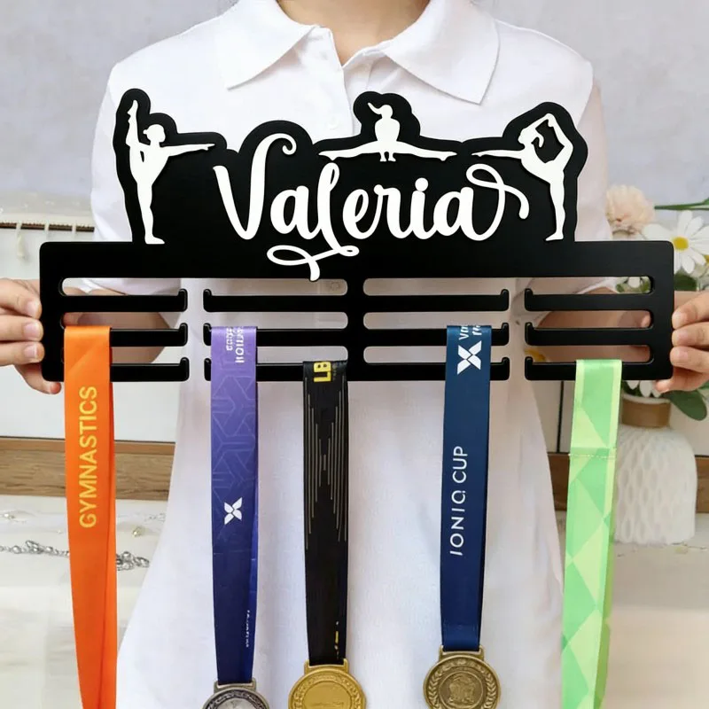 1Pc Custom gymnastics Wooden Name Plaque,Medal Hanger,Home Room Office Wall Door Decor,DIY Paintable,Birthday Wedding Gift