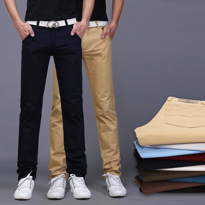 Calça casual clássica de negócios masculina, solta e versátil, perna reta elástica, calça de trabalho de cor sólida formal, na moda, tamanho 28-38