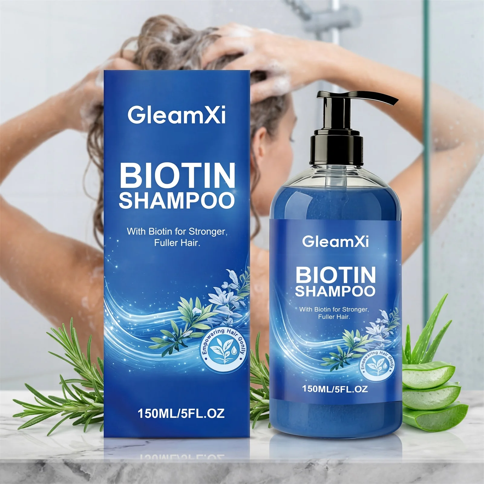 Biotin Shampoo Refreshing Fluffy Hair Cleanser Scalp Cleaning Nourish Hair Strengthen Hair Structure Improve Frizzy Dry Hair