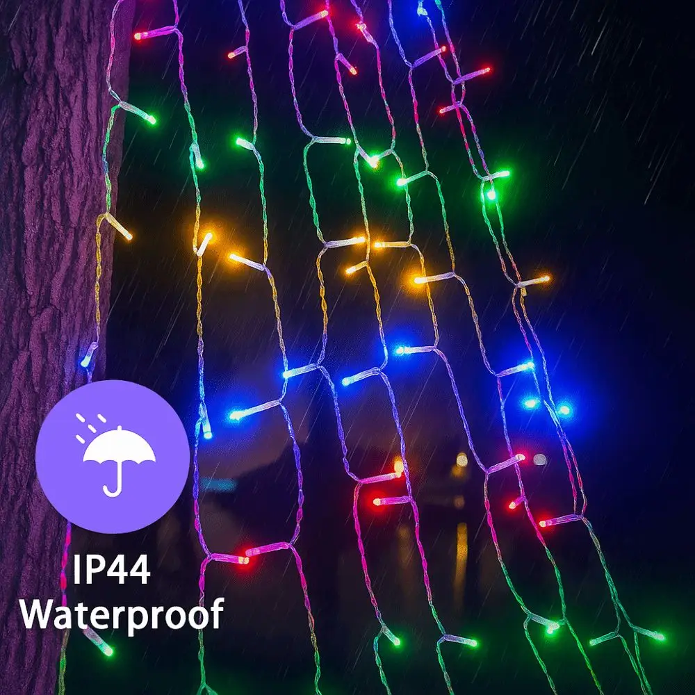 8 Lighting Modes Solar Christmas Lights Remote Control Waterproof Waterfall Tree Light USB/Solar Powered Colorful