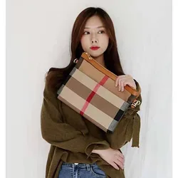 Luxury Women Envelope Clutch Bags Classic Canvas Leather Female Shoulder Bag Lady Designer Crossbody Handbags Wristlet Purse A4