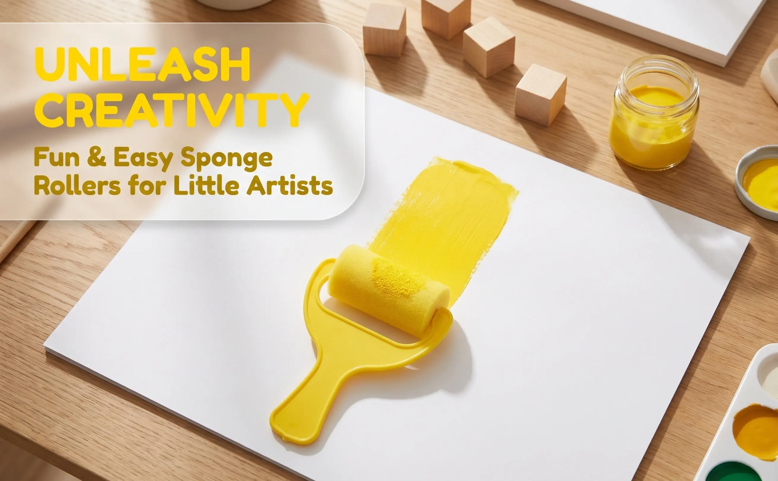 4Pcs Wide Handle Sponge Painting Roller for Safe Soft Sponge Roller Brush Set for Acrylic Watercolor Oil Gouache Art