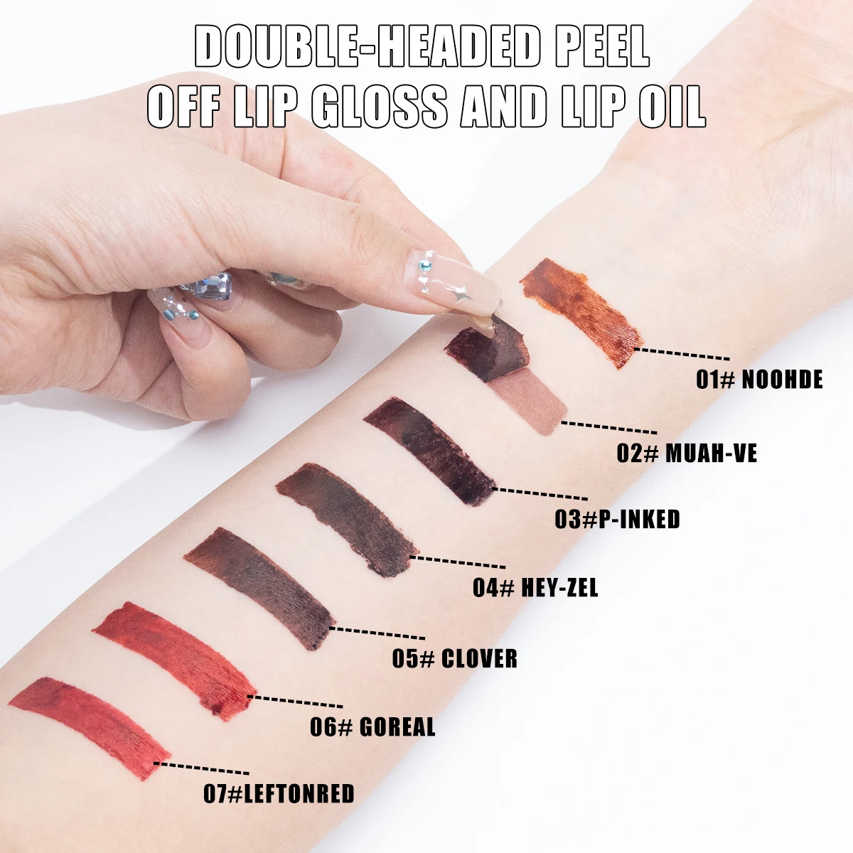 ลิปไลเนอร์ 7 สี ลอกออกได้ กันน้ำ ติดทนนาน ลิปสติกแบบแทททู กันน้ำ ติดทนนาน เนื้อแมทกำมะหยี่ ลิปทินท์สีแดงเซ็กซี่