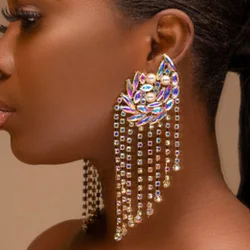 Imitation Pearl Tassel Earrings Accesories for Women Gift 2023 Fashion Statement Rhinestone Earrings Stud Luxury Jewelry