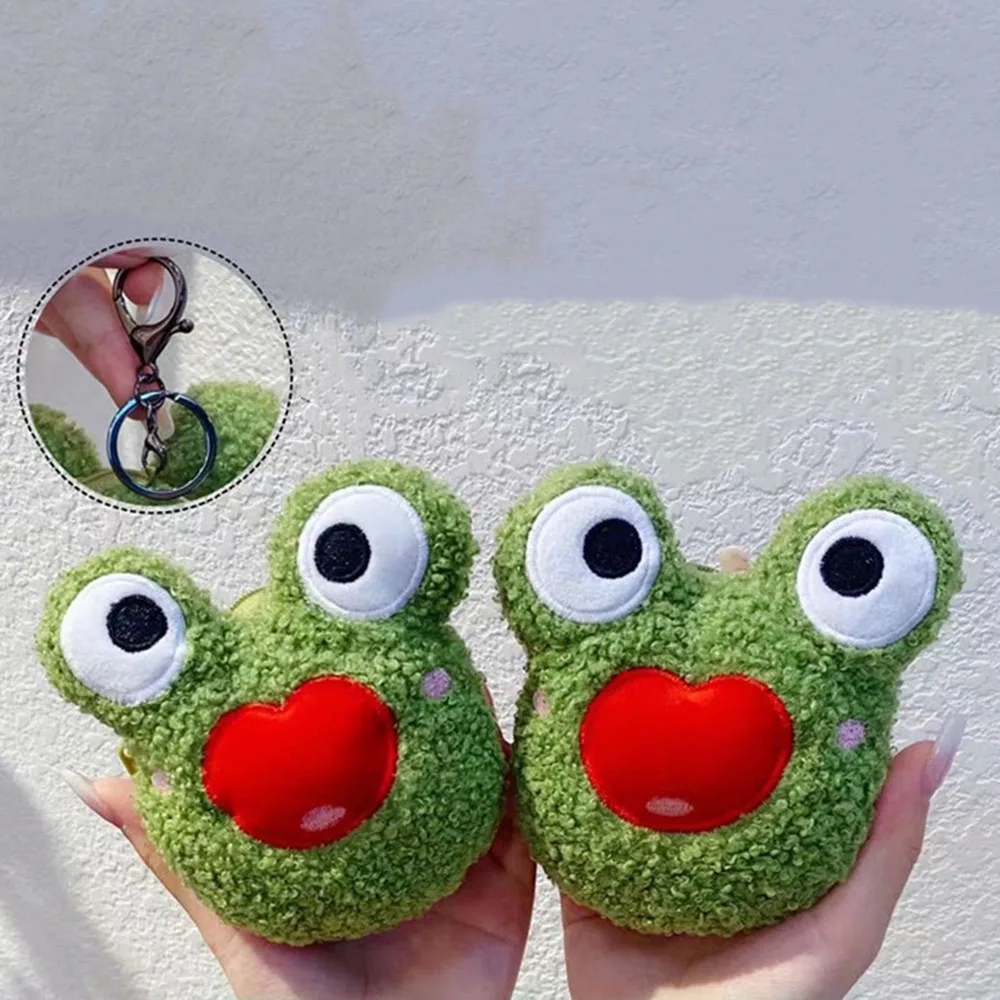 Creative Cute Frog Coin Purse Wallet Cartoon Solid Color Plush Frog Doll Buckle Bag with Key Chain Girls Gifts Funny Wallet Bags