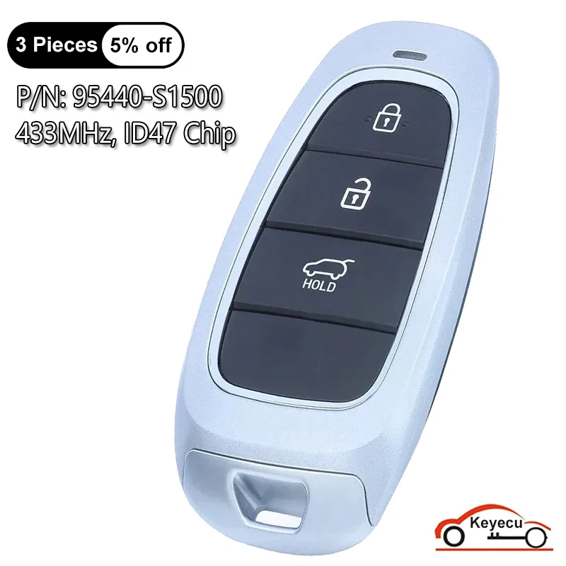 

KEYECU 3 Buttons 433MHz ID47 Chip for Hyundai Santa Fe 2022 2023 Auto Smart Remote Control Key Fob 95440-S1500 FCC ID: FOB-4F25