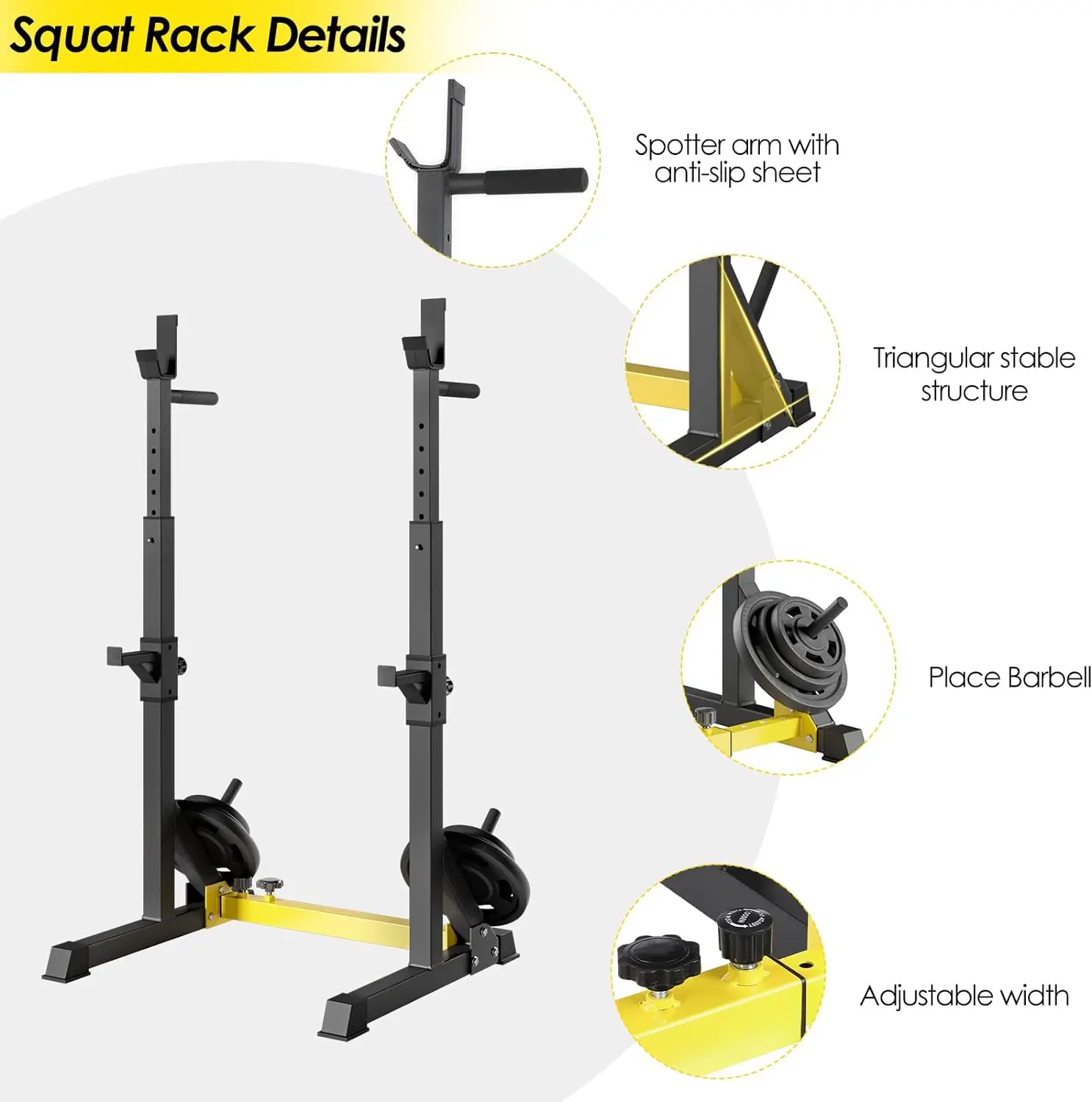 Adjustable Squat Rack Bench Press Rack Multifunction Barbell Stand Rack Home Gym