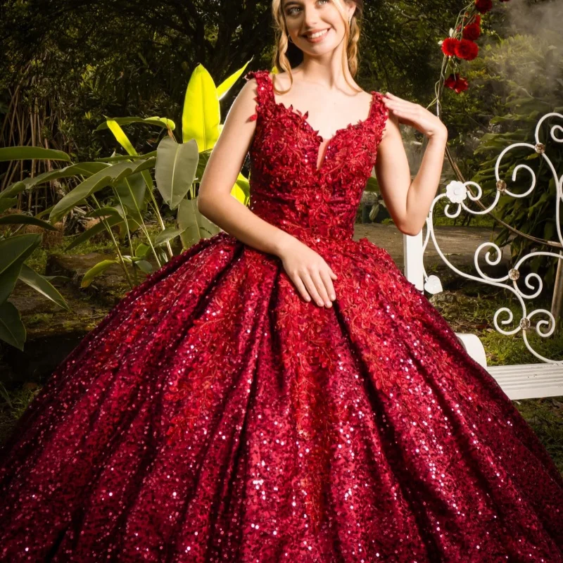 

Shiny Red Quinceanera Dresses Off the Shoulder Glitter Crystal Decal Long tail Vestidoe 15 Quinceanera Customize