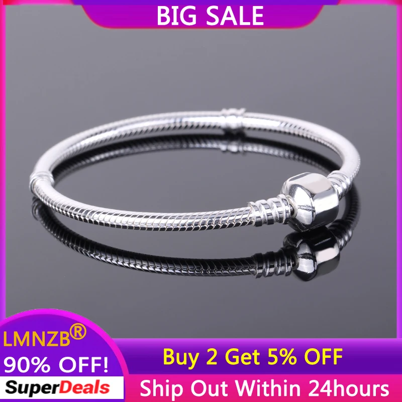 LMNZB Original Tibetan Silver Chain Bracelet Women DIY Beads Charms Bracelet Bangle Fashion Jewelry Accessories B005