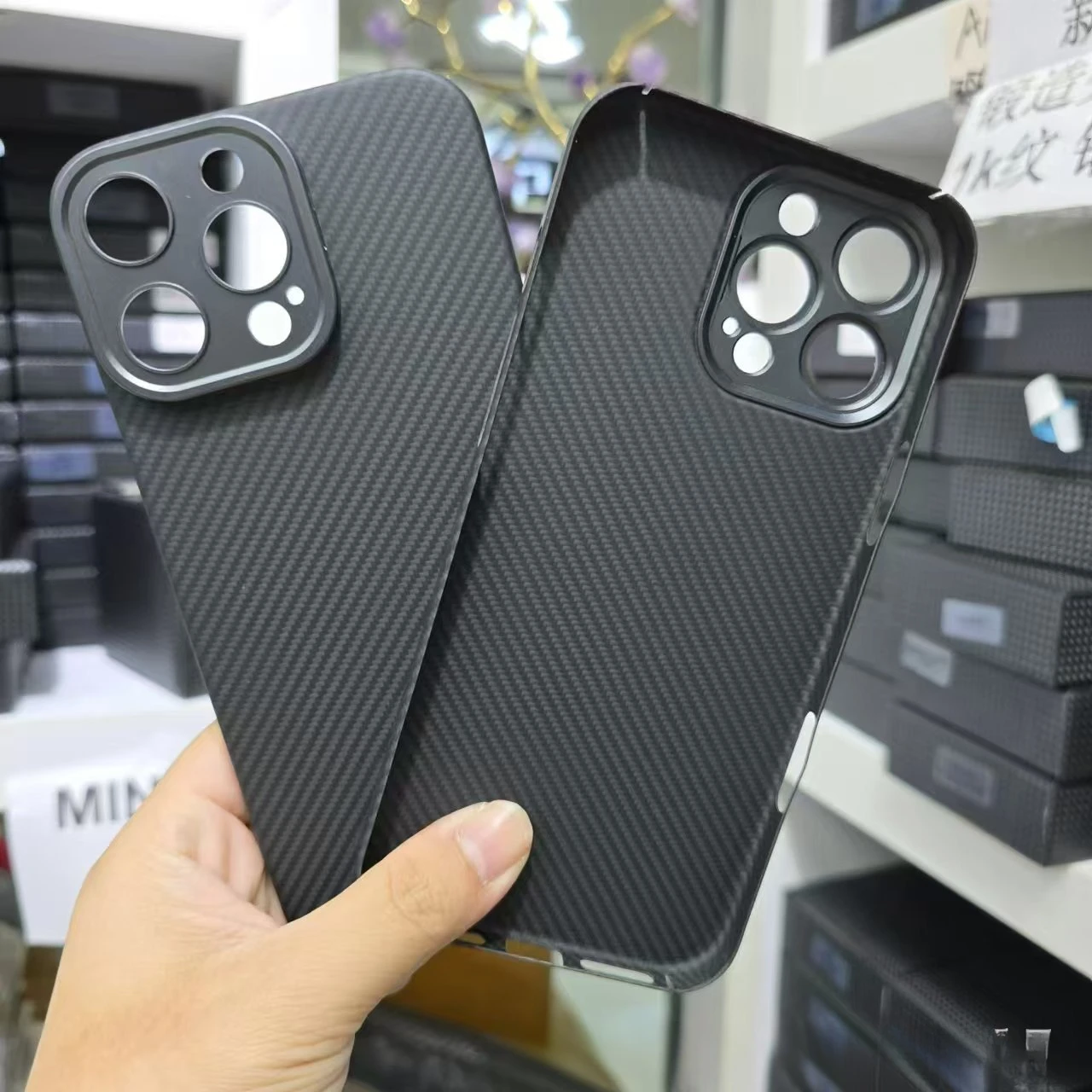 

Phone Case For iPhone 16 Pro Genuine Carbon Fabric Fiber Aramid Case Lightweight Protective Metal bracket Lens protection Cover