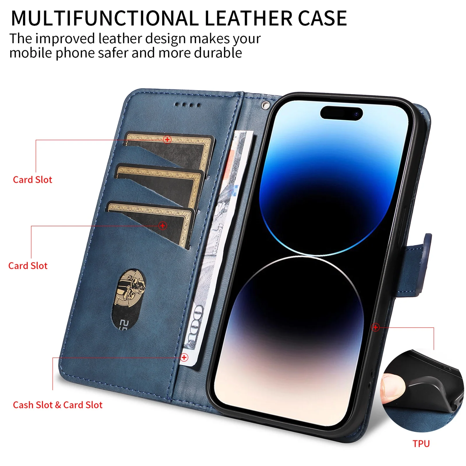Premium Leather Flip Case for iPhone 14 Pro Max