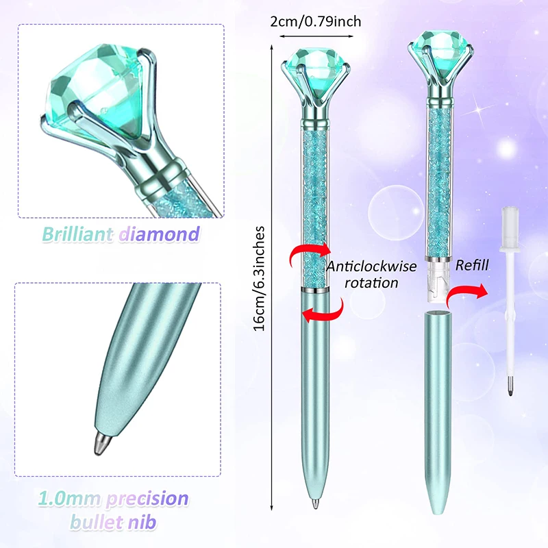 48 Pcs Crystal Diamond Ballpoint Pen Black Ink Advertising Gift Pen School Office Stationery