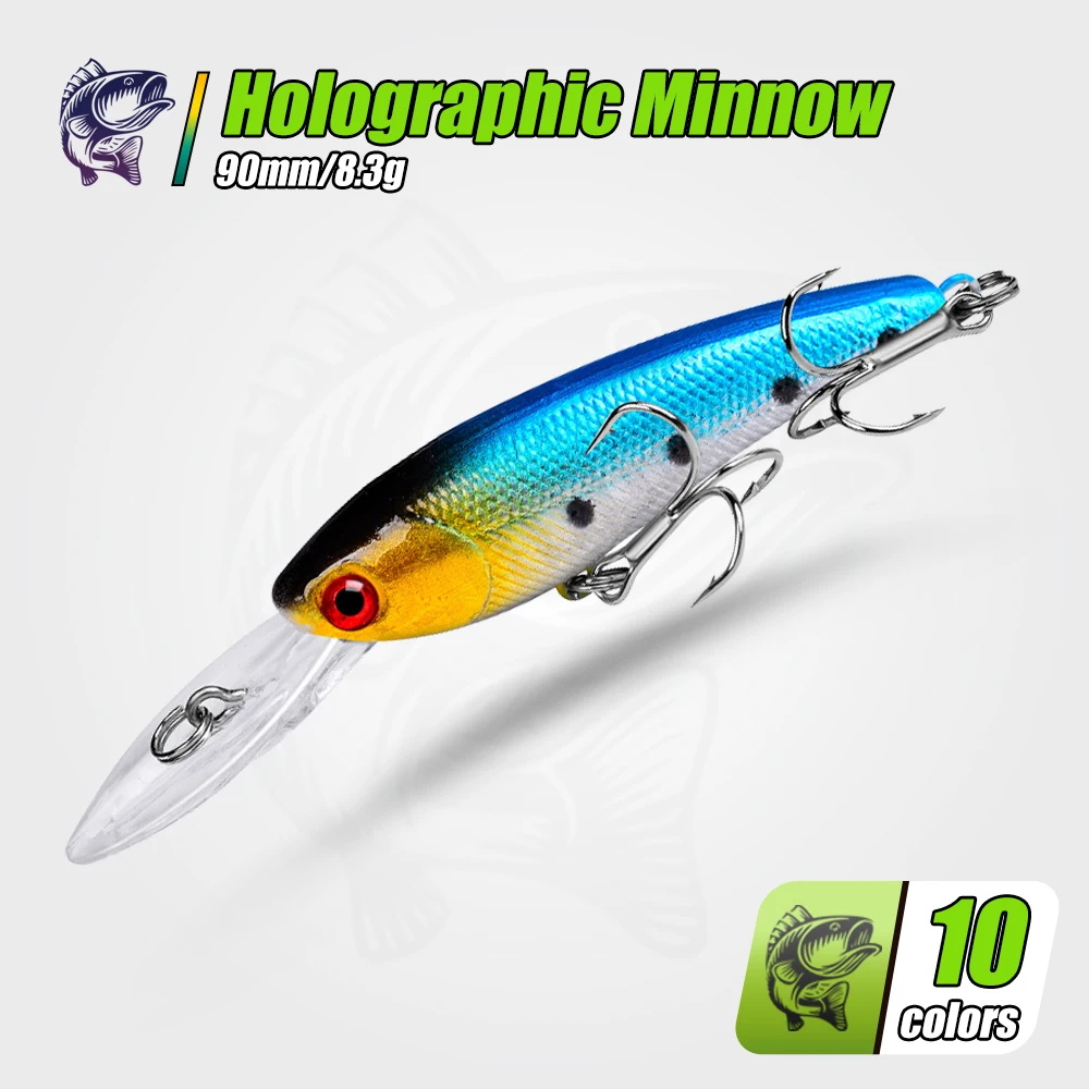 1pcs Crankbait Tackle Fishing Lure Bass Jerkbait Minnow Wobbler For Pike Trolling Hard Bait Artificial Swimbait Trout Lures Sea