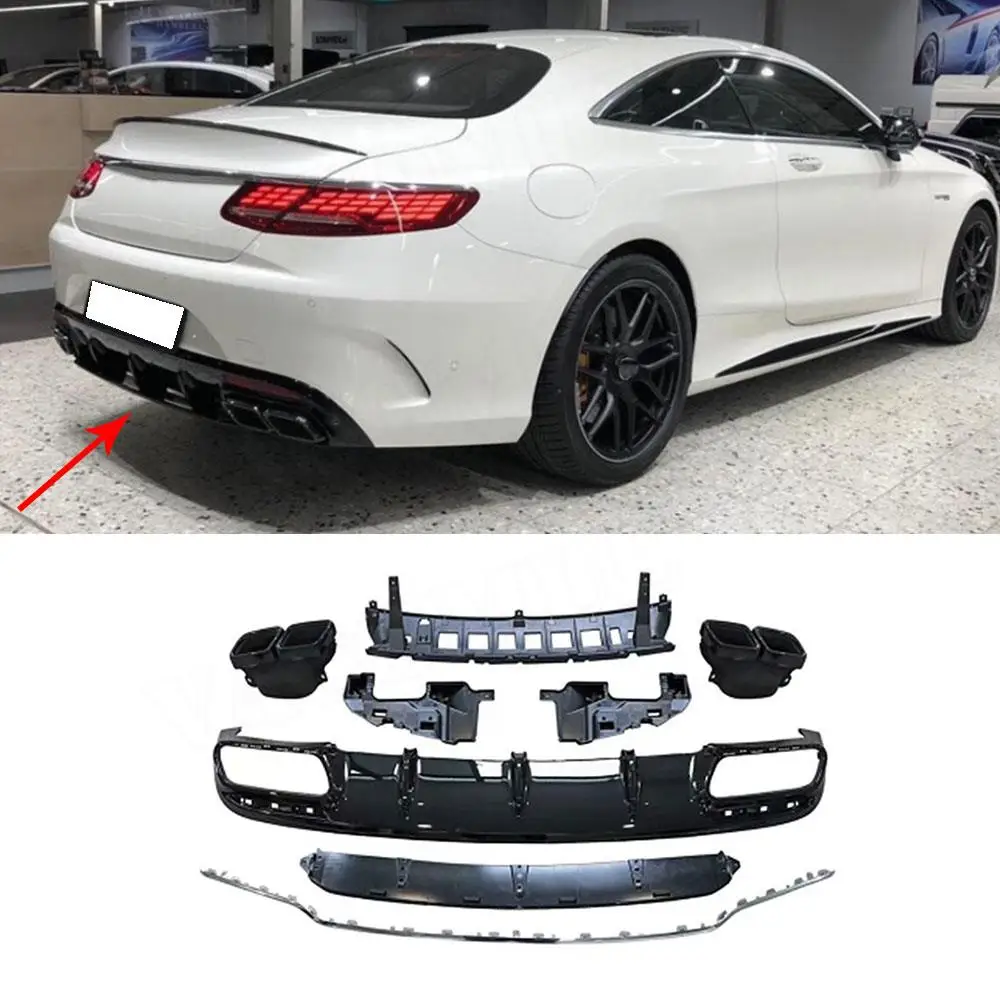 

VACOMUL PP Rear Bumper Lip Diffuser With Exhaust Tips For Mercedes Benz S Class C217 S400 S450 S500 S63 AMG Coupe 2014-2020
